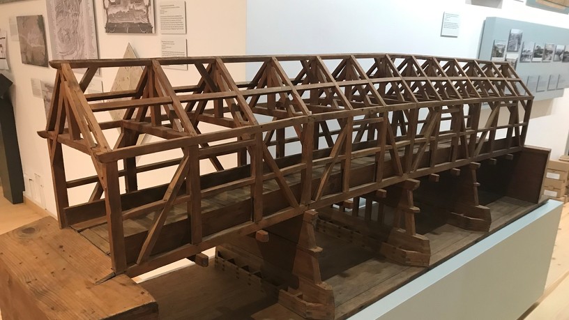 Wooden model of a bridge
