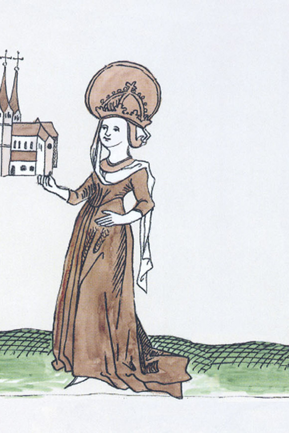 Drawing of the historical personality queen Hildegard