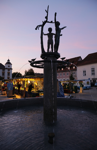 Market fountain at dawn