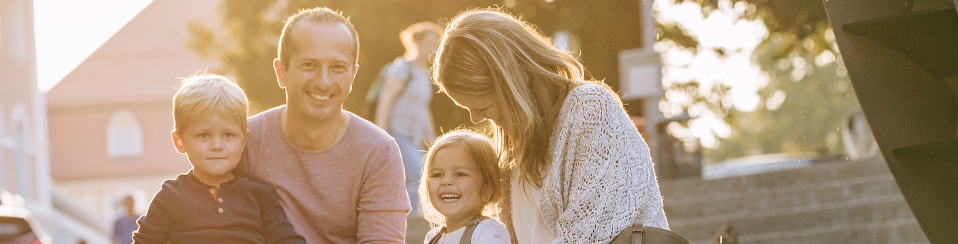 picture of a family laughing