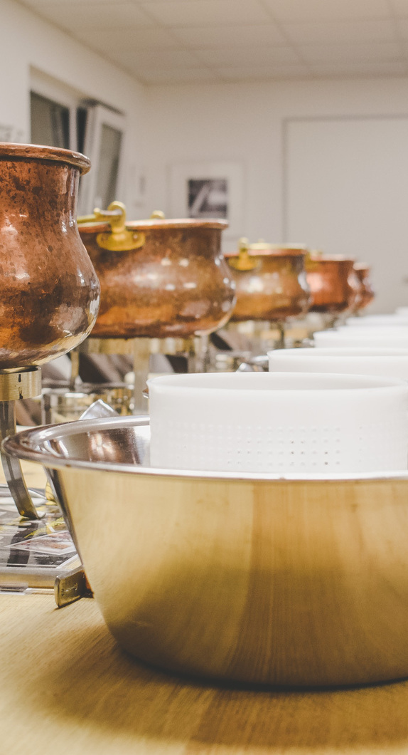 Cheese vat prepared for the cheese school