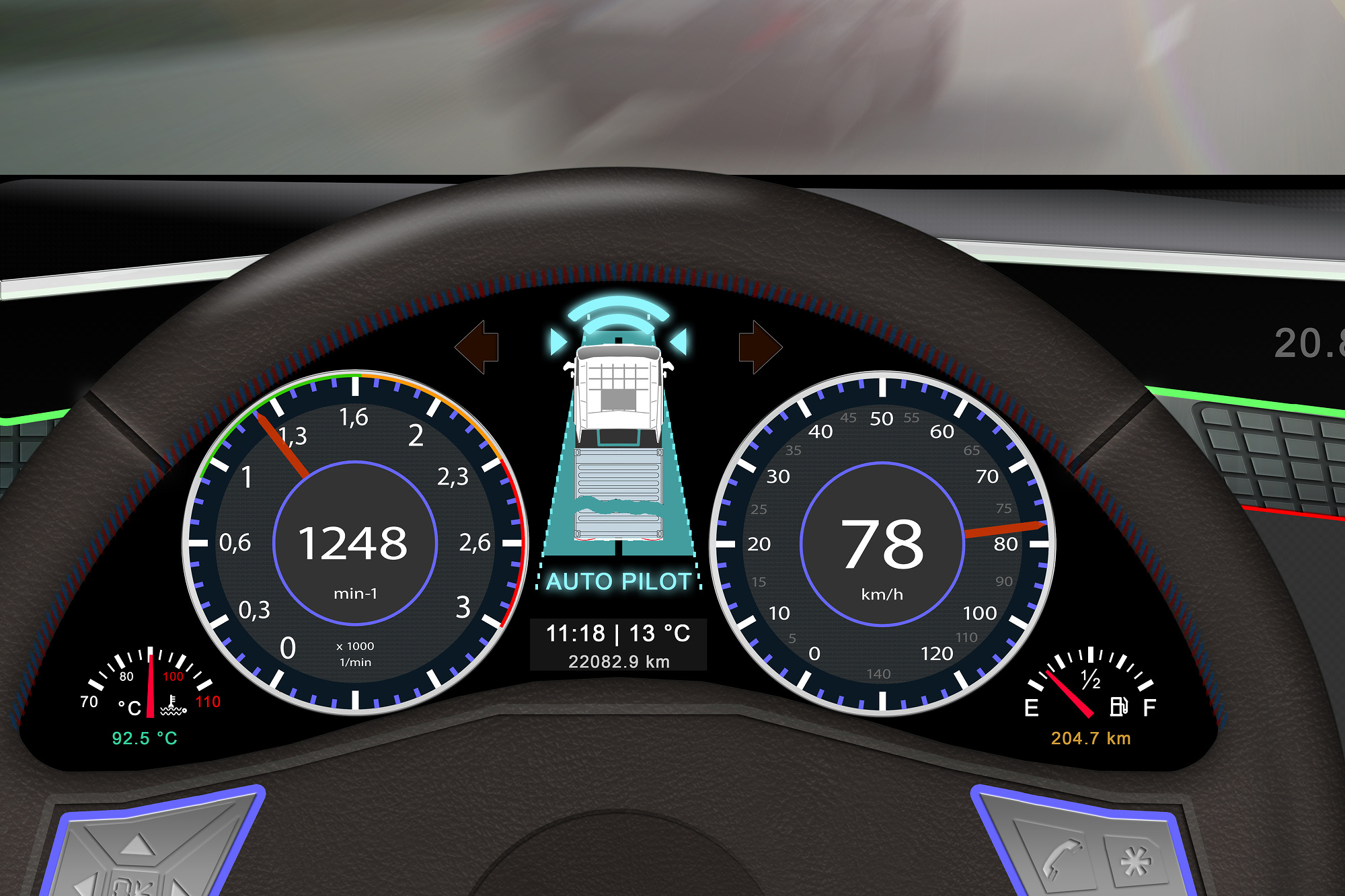 A cockpit of an autonomous car