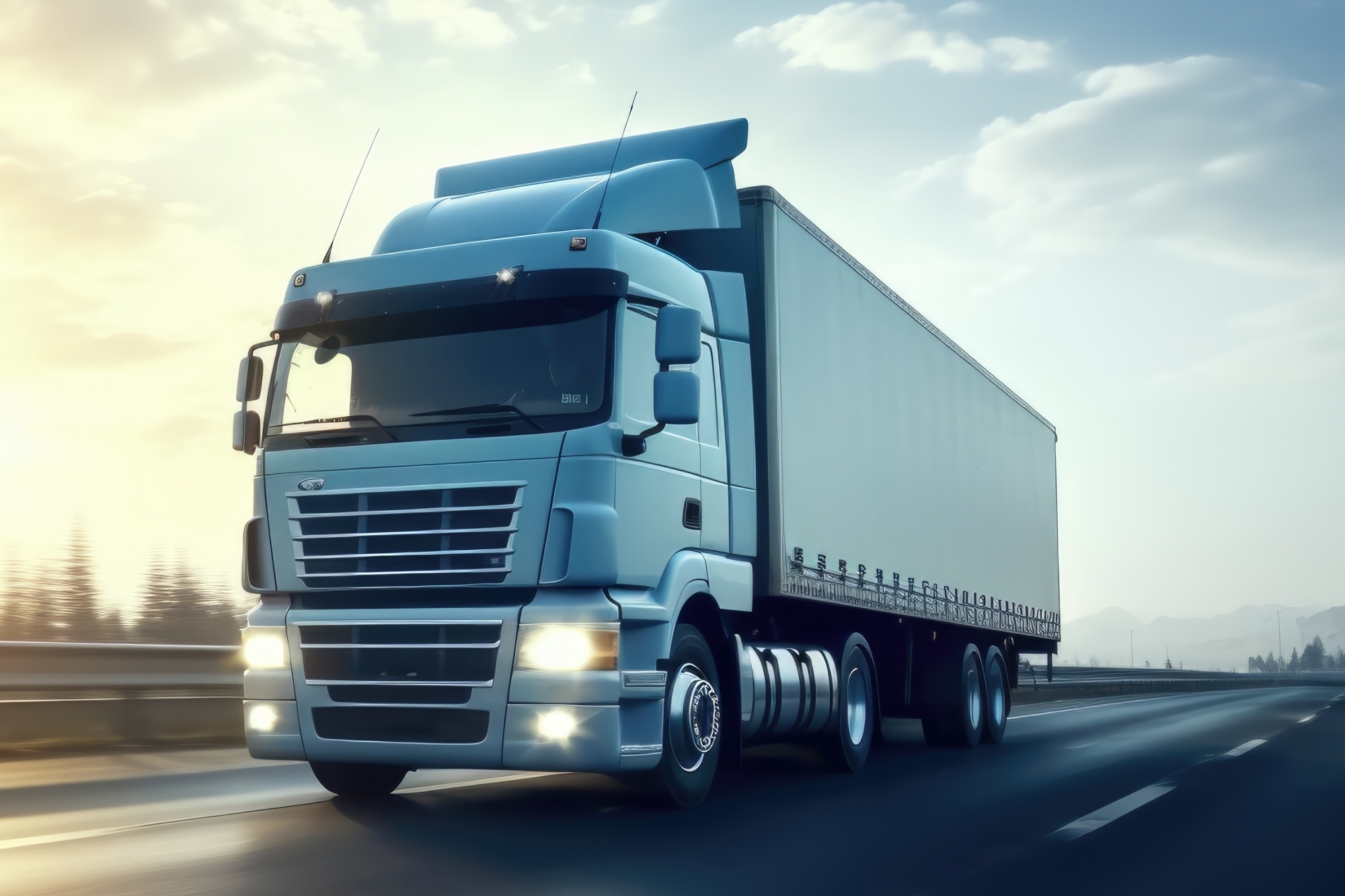 A lorry while driving on a motorway