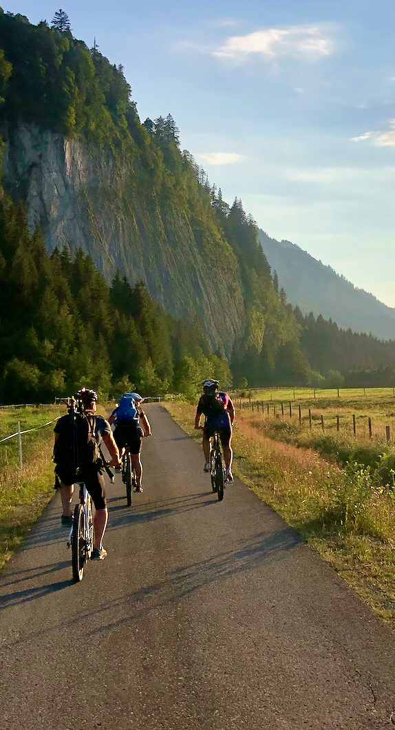 Three bikers on the road