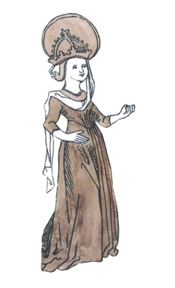 Zeichnung der historischen Persönlichkeit Hildegard