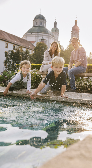 Genießen Sie Ihren Familienurlaub in Kempten - Wasserspiele im Hofgarten