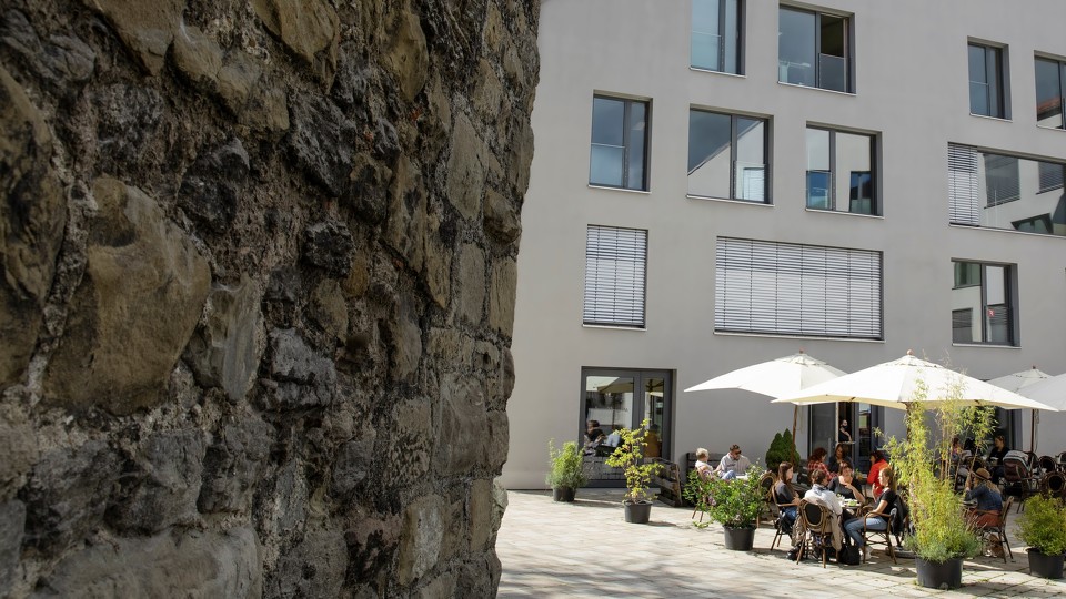 Blick auf die Stadtmauer in Kempten