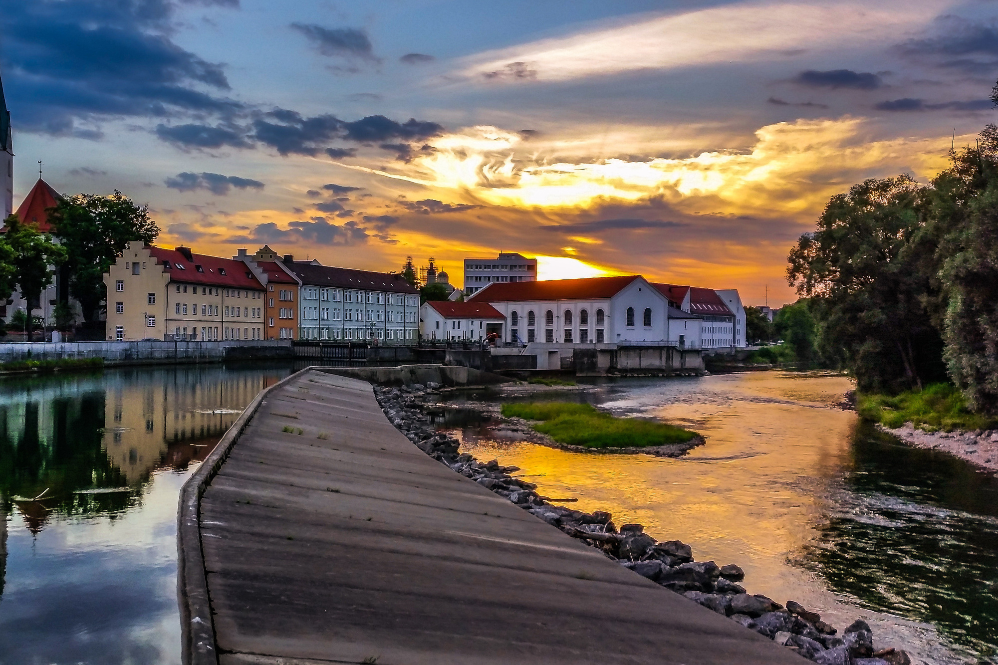 Die Iller Kempten im Abendlicht