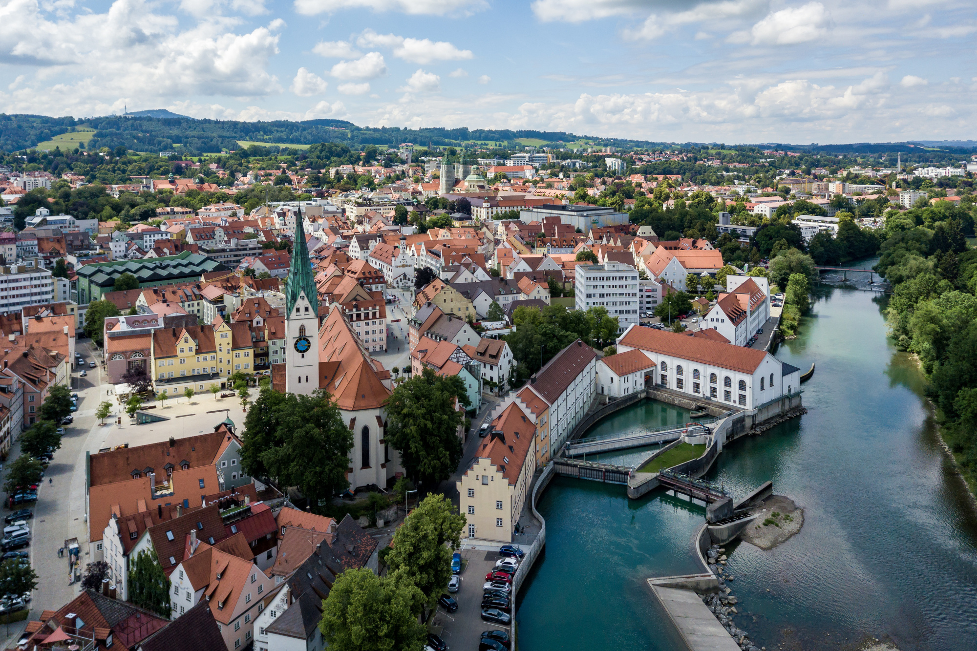 Die Stadt Kempten aus Vogelperspektive