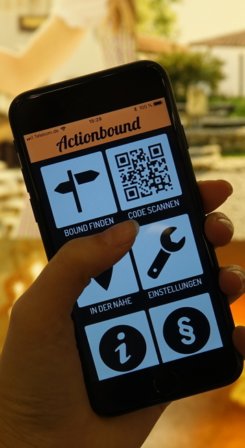 App Actionbound am Smartphone geöffnet