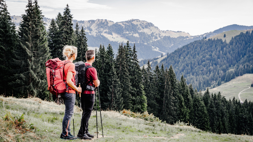 DAV Bergbus Allgäu - Kleinwalsertal (c) Allgäu GmbH, Erika Dürr Paar genießt die Bergsicht